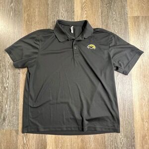 Clique Polo Shirt Mens XL Black Short Sleeve Embroidered Eagle Logo Performance